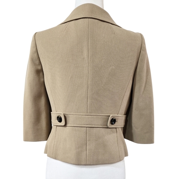 LOFT Camel Tan Cropped Double Breasted Blazer Academia Preppy Neutral - Picture 2 of 10